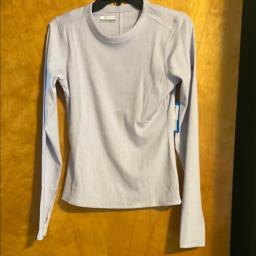Columbia Gray Purple Fitted Long Sleeve Tee